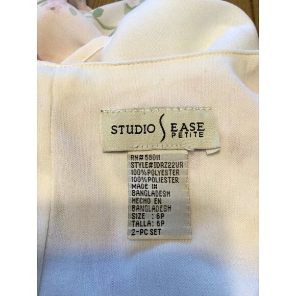 Vintage Floral Midi Dress White Pink Sleeveless Size 6P Easter Feminine - Picture 5 of 8